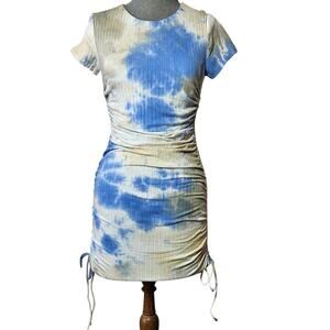 Blue Tie Dye Weekend Dreaming Mini Dress Size Small New with Tag